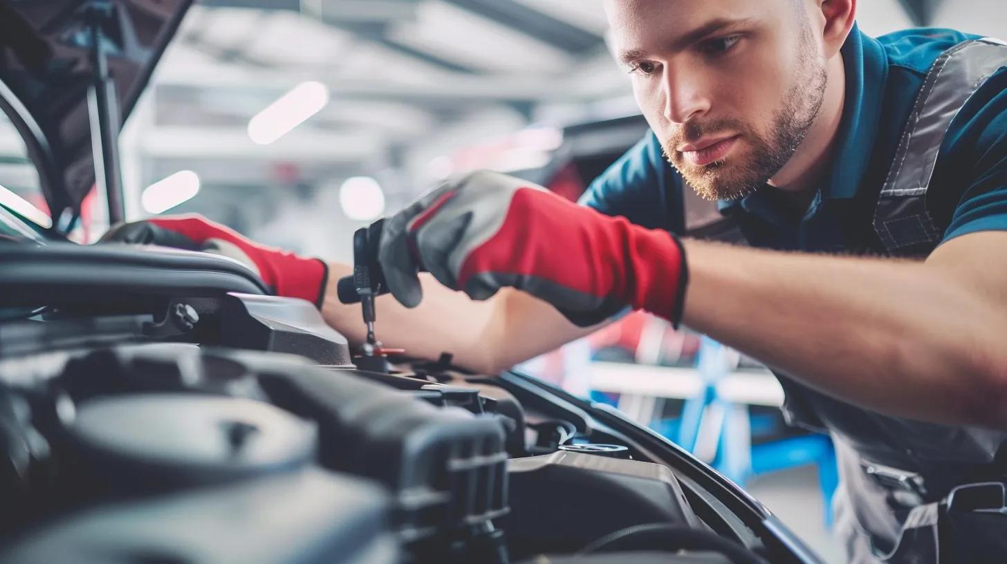 Mobile auto repair technician fixing a car, highlighting convenience and service quality